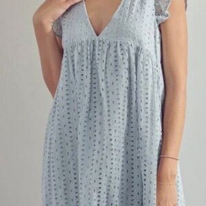 Mustard Seed blue eyelet romper dress small